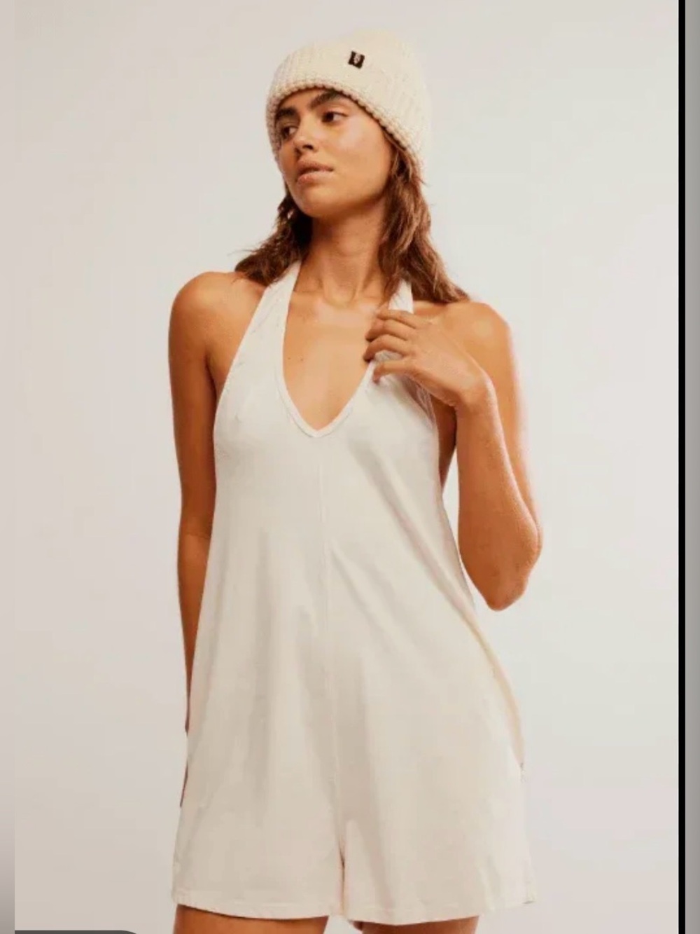 Free People Movement Hot Shot Halter Romper in Tofu NWT